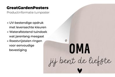 Gartenposter - 120x180 cm - Sprichwörter - Zitate - Oma, du bist die Süßeste - Oma