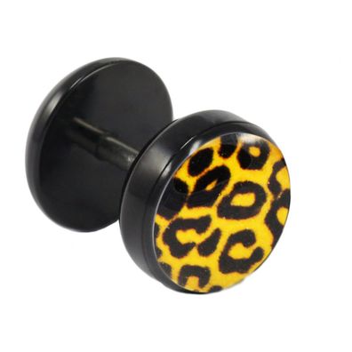 1 Fake Plug Ohrstecker mit Leopard-Motiv orange Fake Piercing
