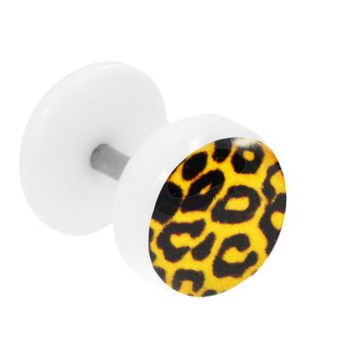 1 Fake Plug Ohrstecker mit Motiv Leopard orange Fake Piercing