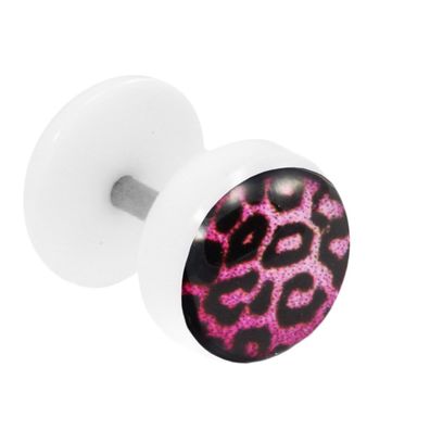 1 Fake Plug Ohrstecker mit Motiv Leopard pink Fake Piercing
