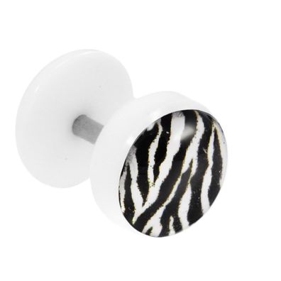 1 Fake Plug Ohrstecker mit Motiv Zebra Fake Piercing