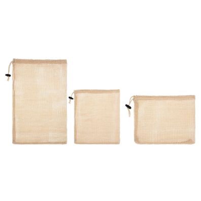 Baumwollsäcke-Set mit Kordel, 3 Stück