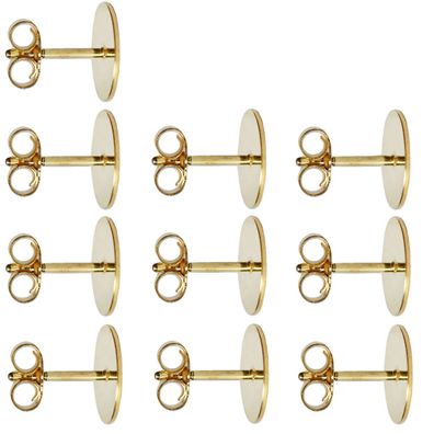 10 x Ohrstecker Ohrringe Rohlinge mit Platte 925er Silber vergoldet 3-10mm
