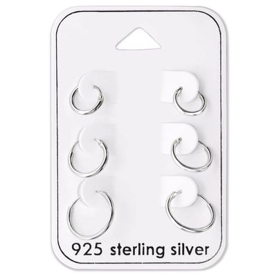 Ohrringe Set Creolen 8-12 mm aus 925 Sterling Silber