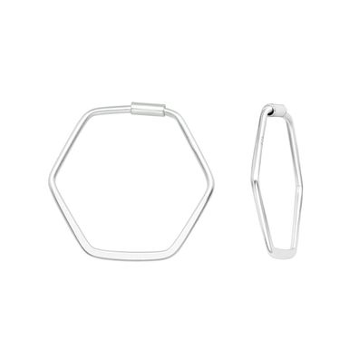 Creolen Hexagon 22mm Ohrringe aus 925 Sterling Silber