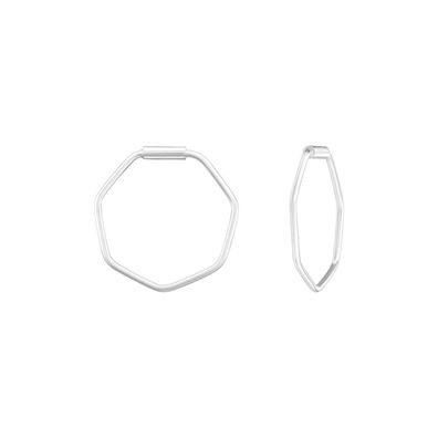 Creolen Hexagon 14mm 1 Paar Ohrringe aus 925 Sterling Silber