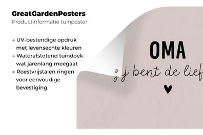 Gartenposter - 60x40 cm - Oma - Oma du bist die süßeste - Zitate - Sprichwörter
