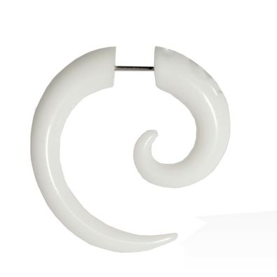 1 Stück Fake Plug Ohrstecker Spirale in weiß 6-8mm