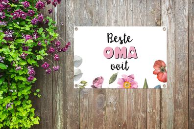 Gartenposter - 90x60 cm - Sprichwörter - Beste Oma aller Zeiten - Oma - Zitate
