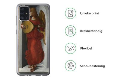 Hülle für Samsung Galaxy A52 5G - Ein Engel in Rot mit einer Laute - Leonardo da Vinc