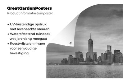 Gartenposter - 200x100 cm - Manhattan New York in schwarz und weiß (Gr. 200x100 cm)