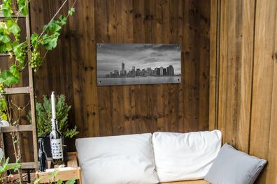 Gartenposter - 80x40 cm - Manhattan New York in schwarz und weiß (Gr. 80x40 cm)