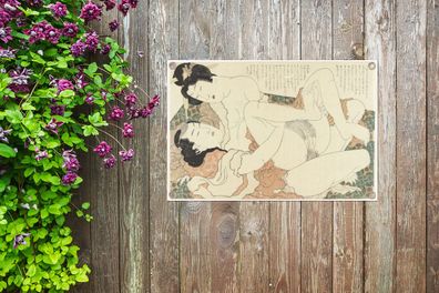 Gartenposter - 90x60 cm - Paar beim Liebesspiel - Gemälde von Katsushika Hokusai