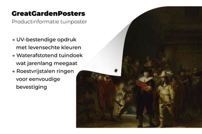 Gartenposter - 200x200 cm - Die Nachtwache - Gemälde von Rembrandt van Rijn