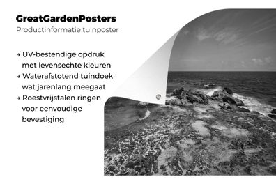Gartenposter - 200x200 cm - Ozean beim Blick auf die Insel Isla Mujeres - Schwarz und
