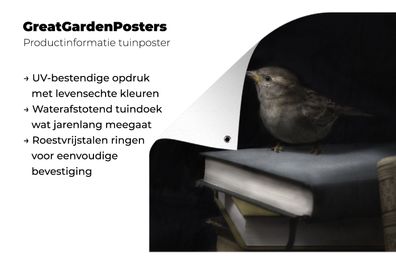 Gartenposter - 200x200 cm - Vogel - Bücher - Porträt (Gr. 200x200 cm)