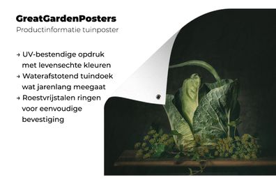 Gartenposter - 200x200 cm - Gemälde - Stillleben - Blume - Grün - Wanddekoration