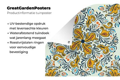 Gartenposter - 200x200 cm - Blütenblätter - Gelb - Weiß - Muster (Gr. 200x200 cm)