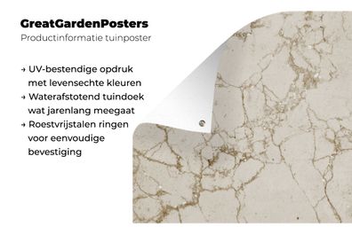 Gartenposter - 200x200 cm - Marmor - Weiß - Beige (Gr. 200x200 cm)