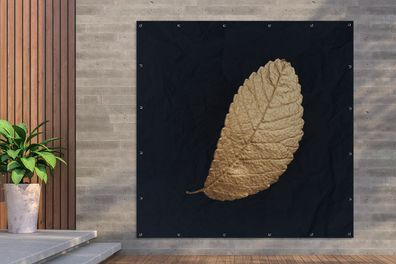 Gartenposter - 200x200 cm - Gold - Blatt - Schwarz (Gr. 200x200 cm)