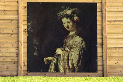Gartenposter - 200x200 cm - Saskia als Flora - Gemälde von Rembrandt van Rijn