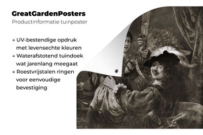 Gartenposter - 200x200 cm - Rembrandt und Saskia - Gemälde von Rembrandt van Rijn