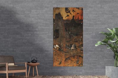Gartenposter - 100x200 cm - Sintflut und Hölle - Gemälde von Hieronymus Bosch