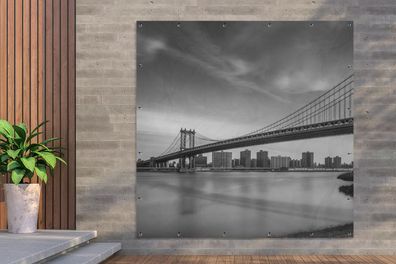 Gartenposter - 200x200 cm - East River, Manhattan - schwarz und weiß (Gr. 200x200 cm)