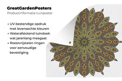 Gartenposter - 200x200 cm - Mandala mit Blattform (Gr. 200x200 cm)