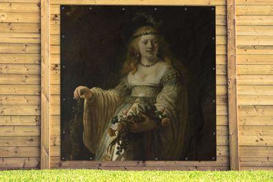 Gartenposter - 200x200 cm - Saskia von Uylenburgh als Flora - Gemälde von Rembrandt v