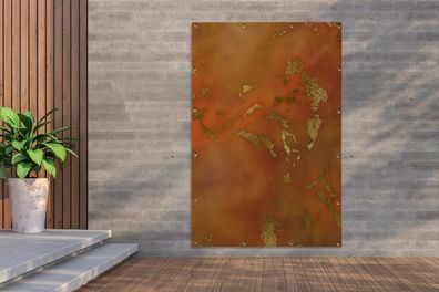 Gartenposter - 120x180 cm - Marmor - Gold - Orange - Formen (Gr. 120x180 cm)