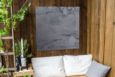 Gartenposter - 100x100 cm - Marmor - Stein - Grau - Schwarz (Gr. 100x100 cm)