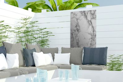 Gartenposter - 40x60 cm - Marmor - Stein - Weiß - Grau (Gr. 40x60 cm)