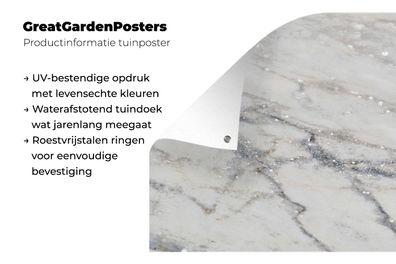 Gartenposter - 200x200 cm - Marmor - Stein - Weiß - Grau (Gr. 200x200 cm)