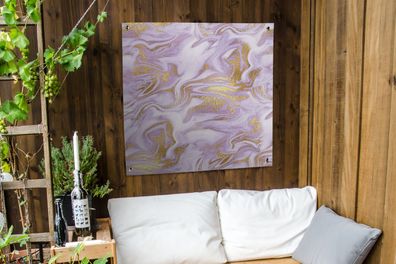 Gartenposter - 100x100 cm - Marmor - Wellen - Muster - Luxus (Gr. 100x100 cm)