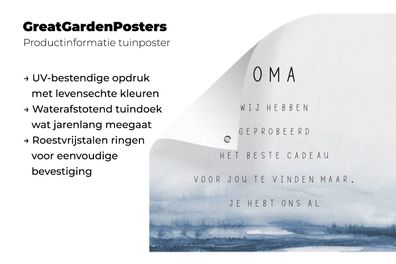 Gartenposter - 200x200 cm - Zitate - Sprichwörter - Oma, du hast uns schon
