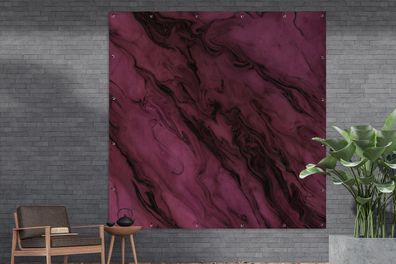 Gartenposter - 200x200 cm - Marmor - Rosa - Schwarz (Gr. 200x200 cm)