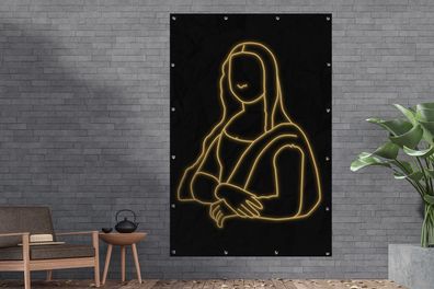 Gartenposter - 120x180 cm - Mona Lisa - Leonardo da Vinci - Gold (Gr. 120x180 cm)