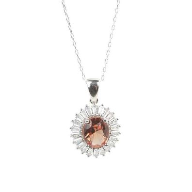 Elegante Damen Halskette 925´er Sterling-Silber mit ovalem Zultanit-Stein