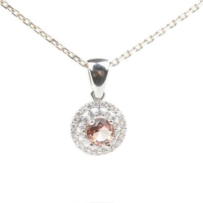 Elegante Damen Halskette 925´er Sterling-Silber mit rundem Zultanit-Stein