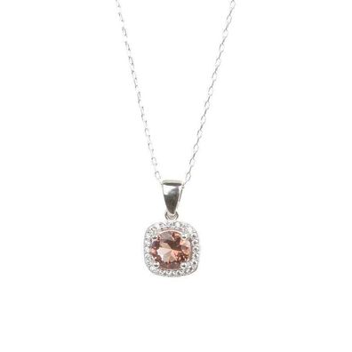 Schöne Damen Halskette 925´er Sterling-Silber mit quadratischem Zultanit-Stein