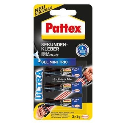 Pattex Sekundenkleber UltraGel Mini Trio PSMG3 Tube 1g 3 St./Pack