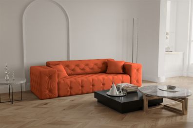 Sofa Designersofa Chantal 3-Sitzer in Stoff Opera Velvet Orange