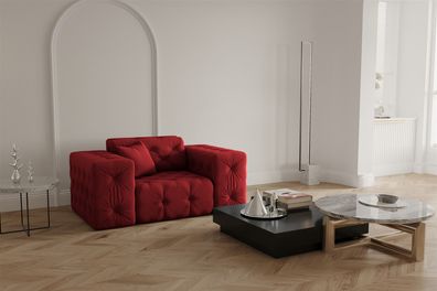 Sessel Designersessel Chantal in Stoff Opera Velvet Rubinrot