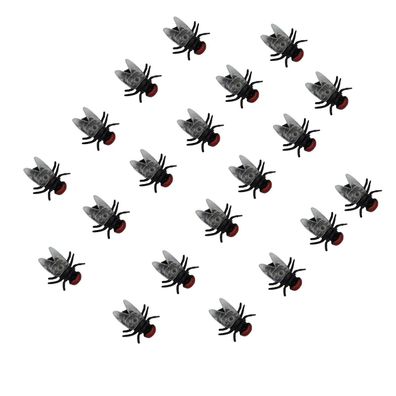 24 Stück realistisch aussehende Fliegen Schwarz Halloween Grusel Party Deko