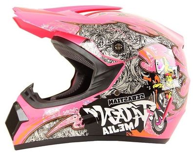 Mejia Crosshelm für Kinder pink Motocrosshelm Helm Kinderhelm Endurohelm