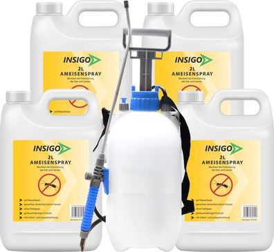INSIGO 4x2L + 5L Sprüher Ameisenspray Ameisenmittel Ameisengift gegen Ameisen Schutz