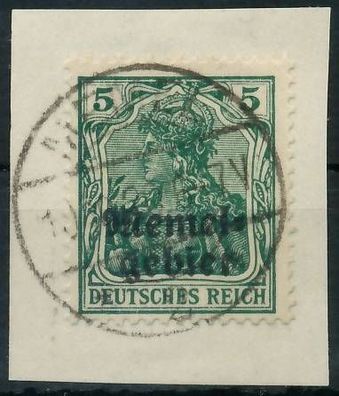 MEMEL 1920 Germania Nr 1b zentrisch gestempelt Briefstück gepr. X472F16