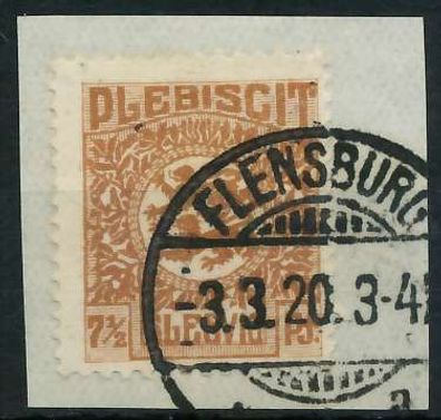 Abstgeb Schleswig Nr 3 zentrisch gestempelt Briefstück X4C3762