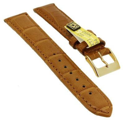 Echt Alligator Uhrenarmband aus Leder in honigbraun 18mm
